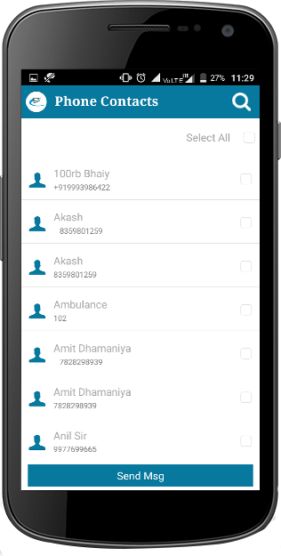 Android application for bulk sms reseller to Manage contact